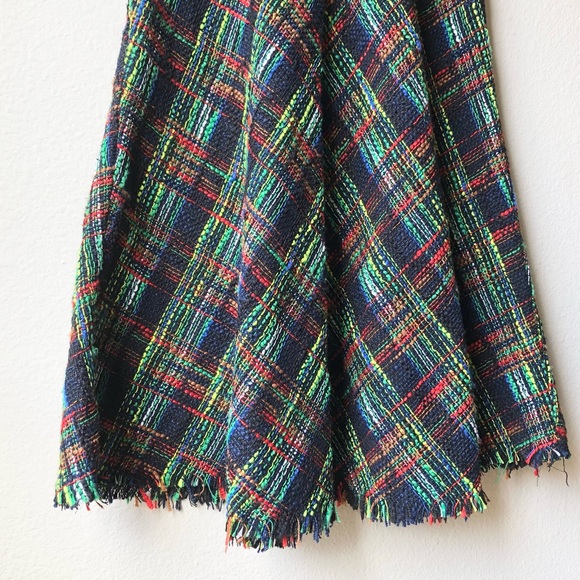 Zara Autumn Vintage Tweed Tartan Plaid High Waist Midi Skirt Size XS - Picture 11 of 15